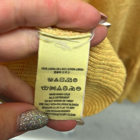 Free People Lightweight Sheer Linen Ruffle Bottom Sweater XS - Picture 5 of 6